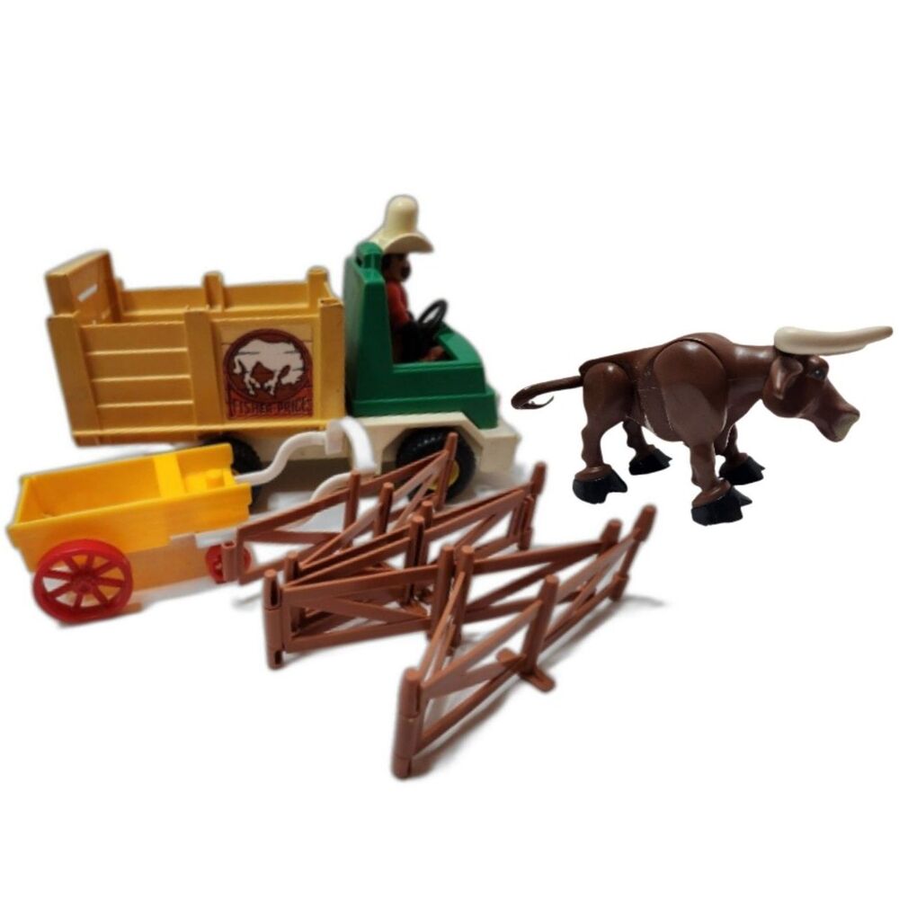 Fisher‑Price Vintage Farm Rodeo Truck 1979 #330 With Fence Cart Bull